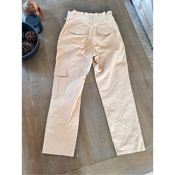 NWOT Notes Du Nord High Waist Ruffled Casual Cargo Pants in Tan Size 36 - Picture 6 of 9